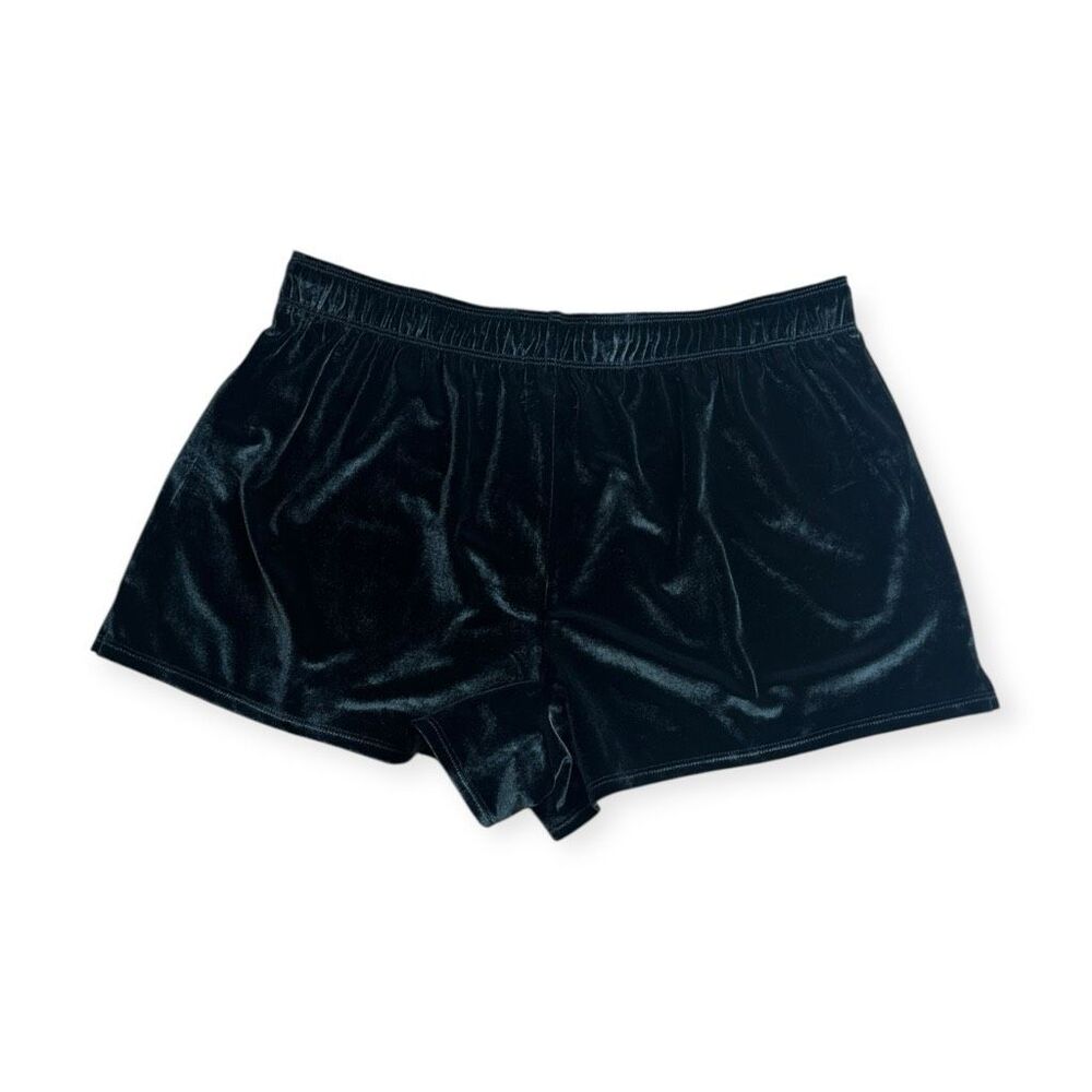 PINK VICTORIA’S SECRET Women’s Black Velour Velvet Sleep Shorts with Rhinestone - Picture 3 of 6